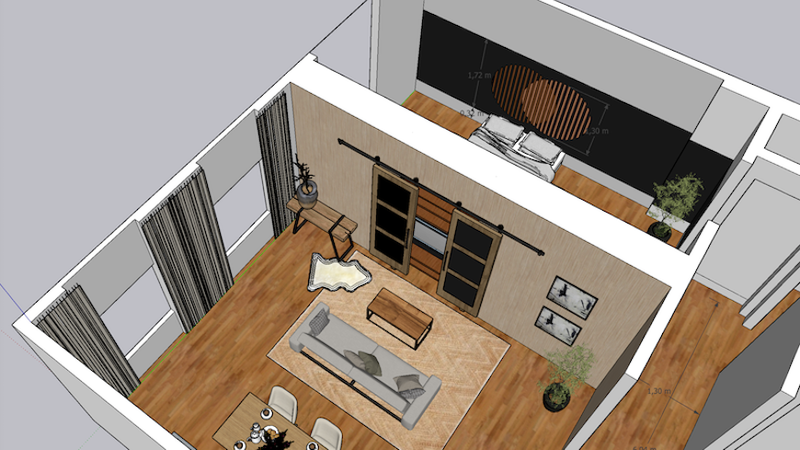 3d graphic layout of living room
